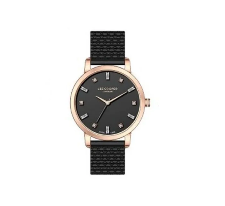 Lee Cooper Women's Watch Analog, Black Dial, Black Resin Strap, LC07409.450