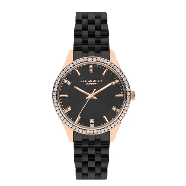 Lee Cooper Women's Watch Analog, Black Dial Black Stainless Steel Band, LC07826.450