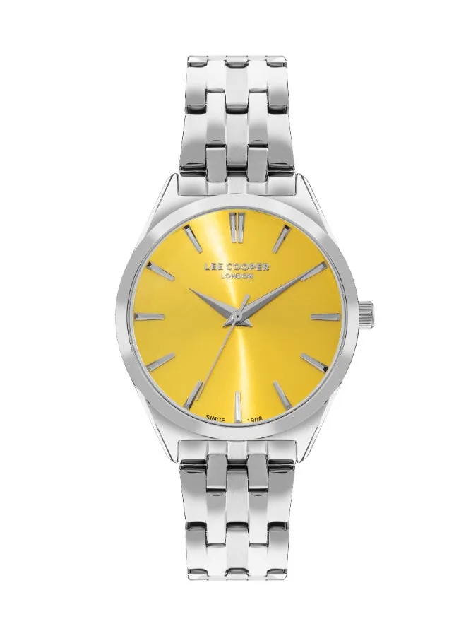 Lee Cooper Women's Watch Analog, Gold Dial Silver Metal Band, LC07833.310