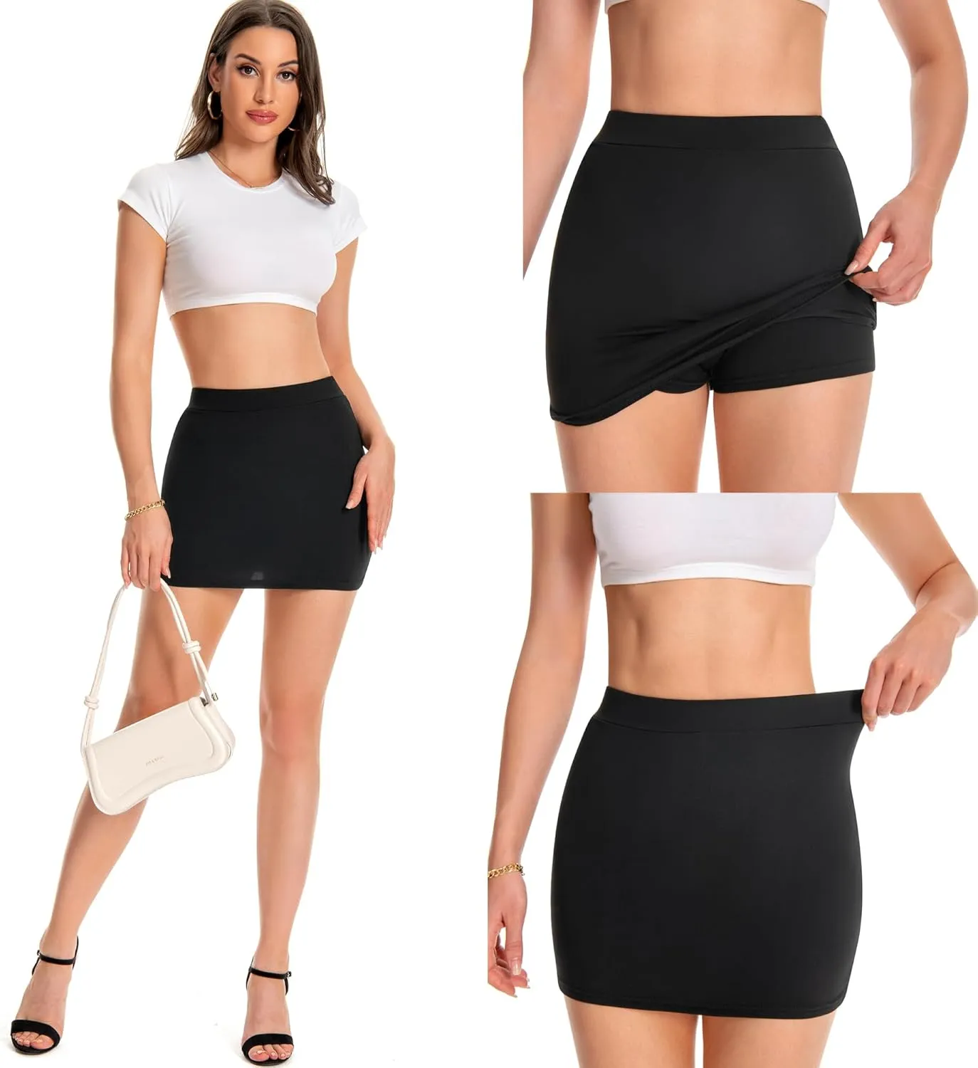 Leopard Cheetah Skirt with Shorts, Sexy Night Club High Waist Elastic Leopard Print Bodycon Mini Skirts for Women