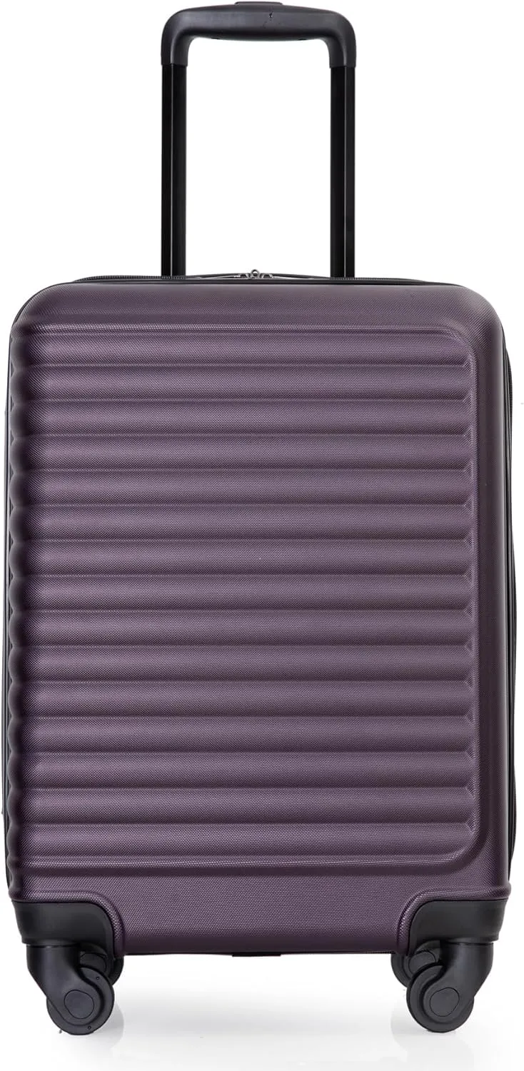 Lightweight 20" Carry-On Luggage Stress-Free Travel, Spinner Wheels for Easy Mobility, Purple Design