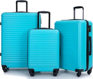 Lightweight 3-Piece Luggage Set with Spinner Wheels and Hooks for Easy Travel, Turquoise