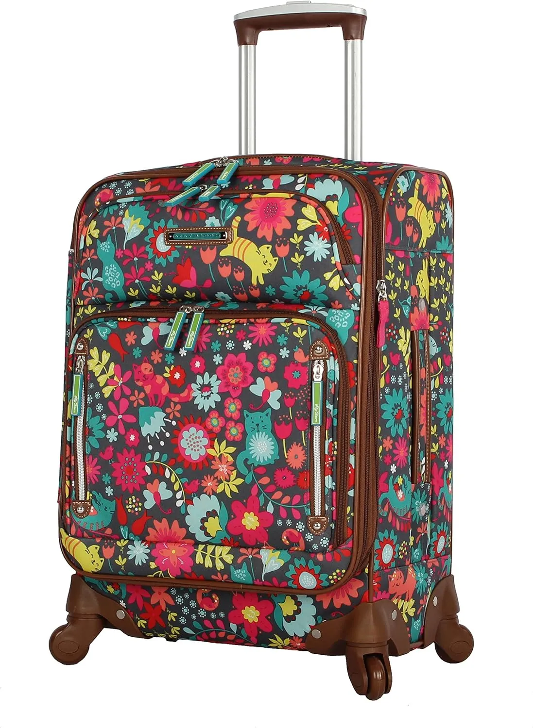 Lily Bloom Luggage Carry On Expandable Design Pattern Suitcase For Woman With Spinner Wheels (Playful Garden, 20in)