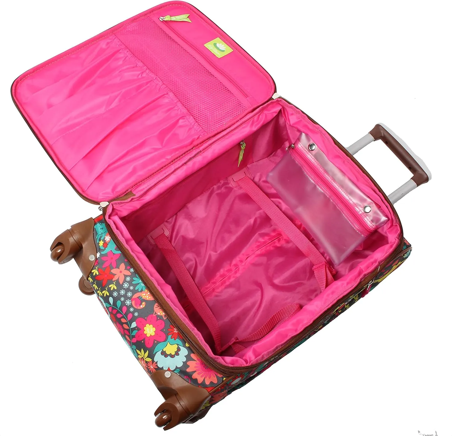 Lily Bloom Luggage Carry On Expandable Design Pattern Suitcase For Woman With Spinner Wheels (Playful Garden, 20in)