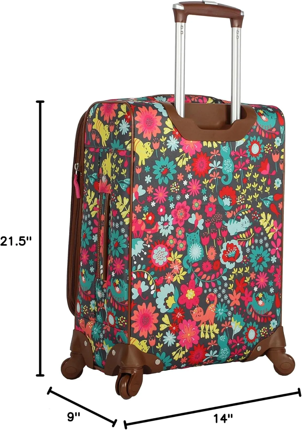 Lily Bloom Luggage Carry On Expandable Design Pattern Suitcase For Woman With Spinner Wheels (Playful Garden, 20in)