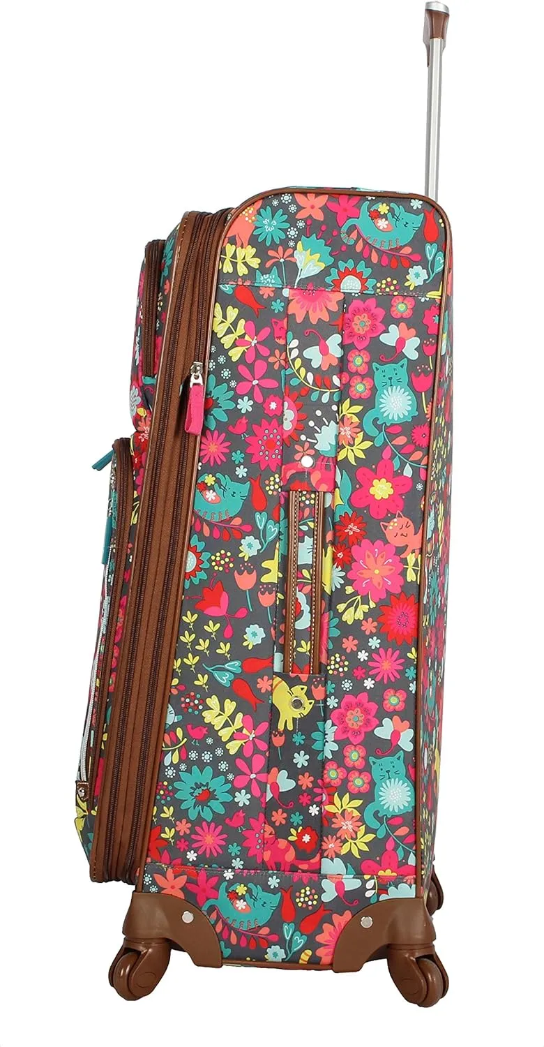 Lily Bloom Luggage Set 4 Piece Suitcase Collection With Spinner Wheels For Woman (Playful Garden)