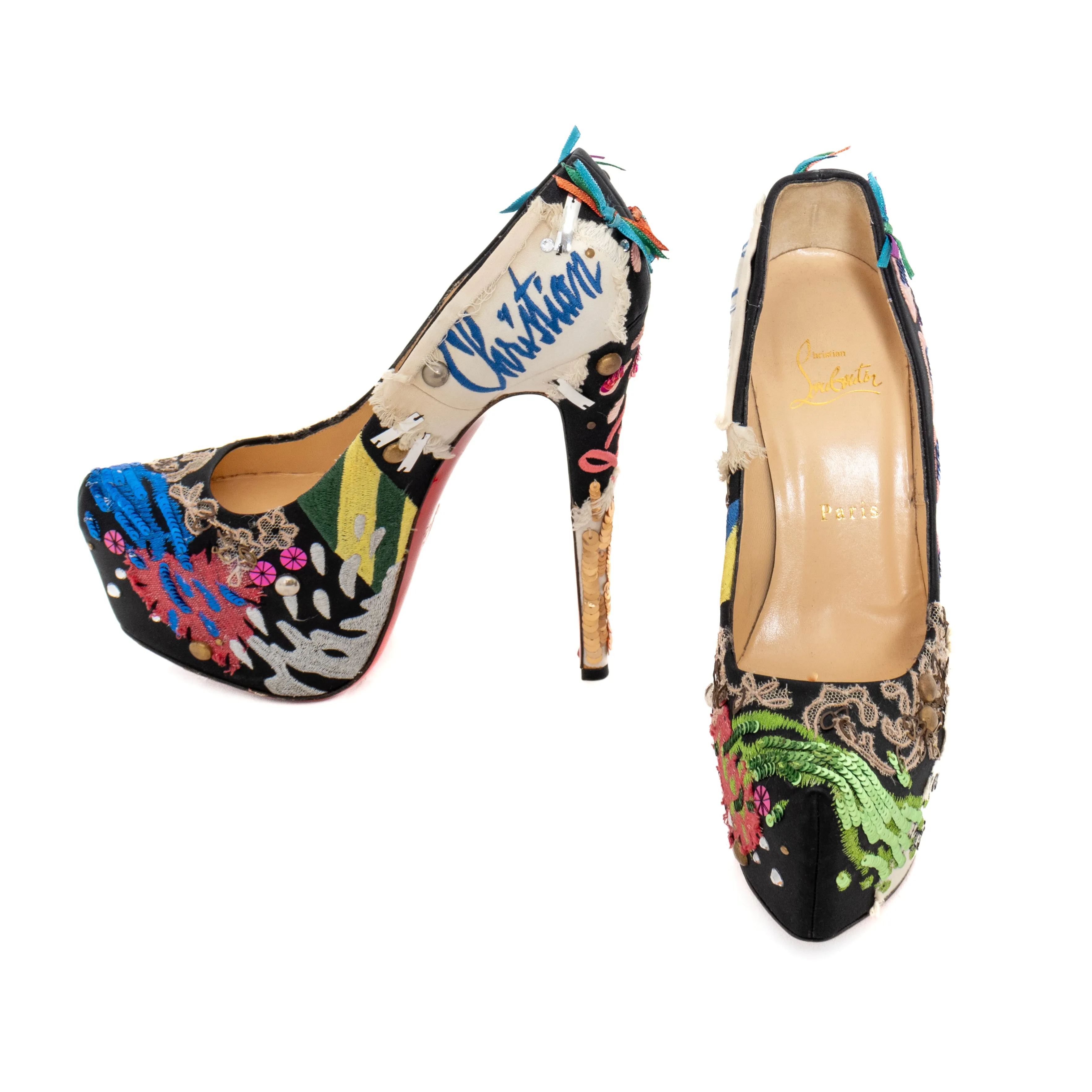 Limited Edition Daffodile Brodee Crêpe Satin Pumps 38.5