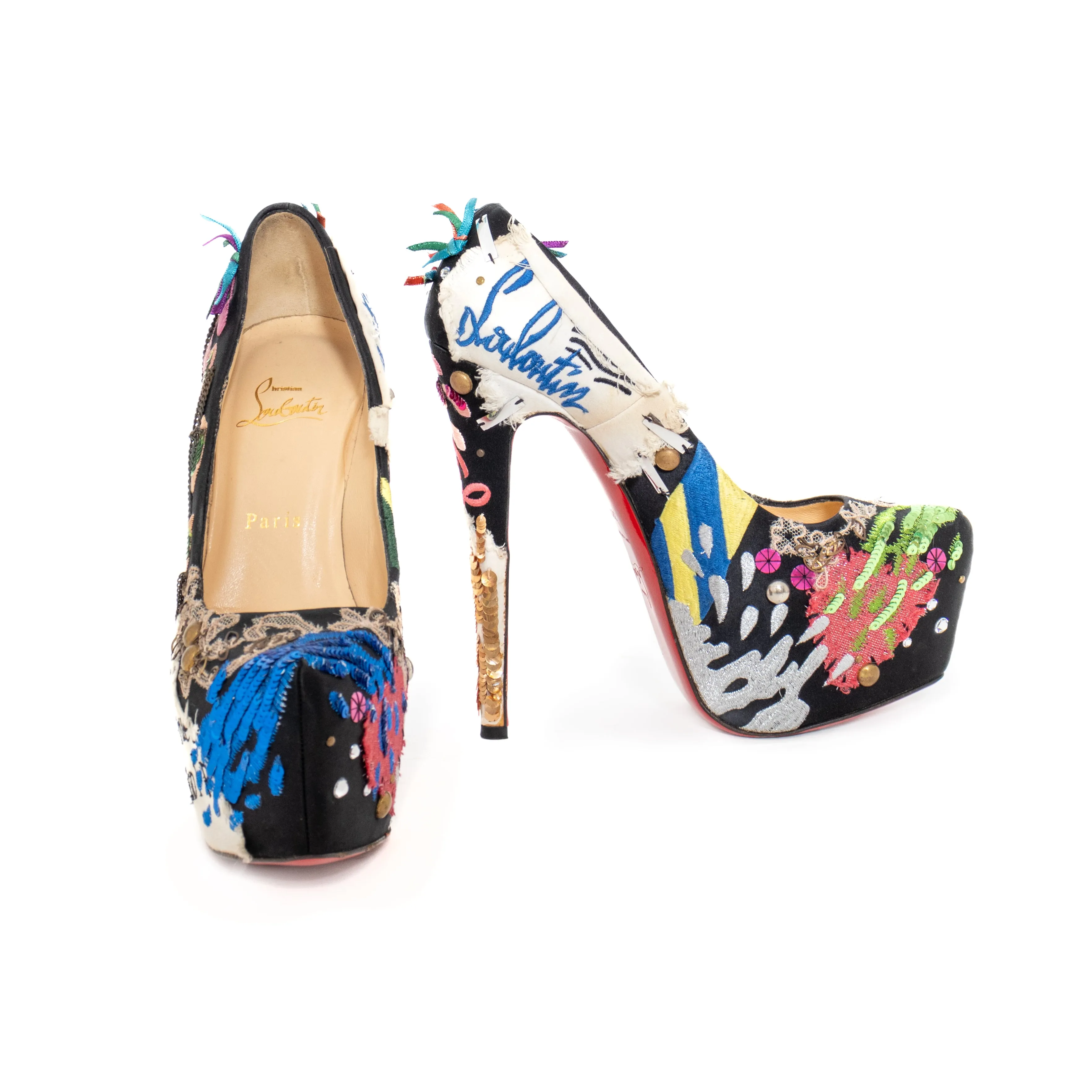 Limited Edition Daffodile Brodee Crêpe Satin Pumps 38.5