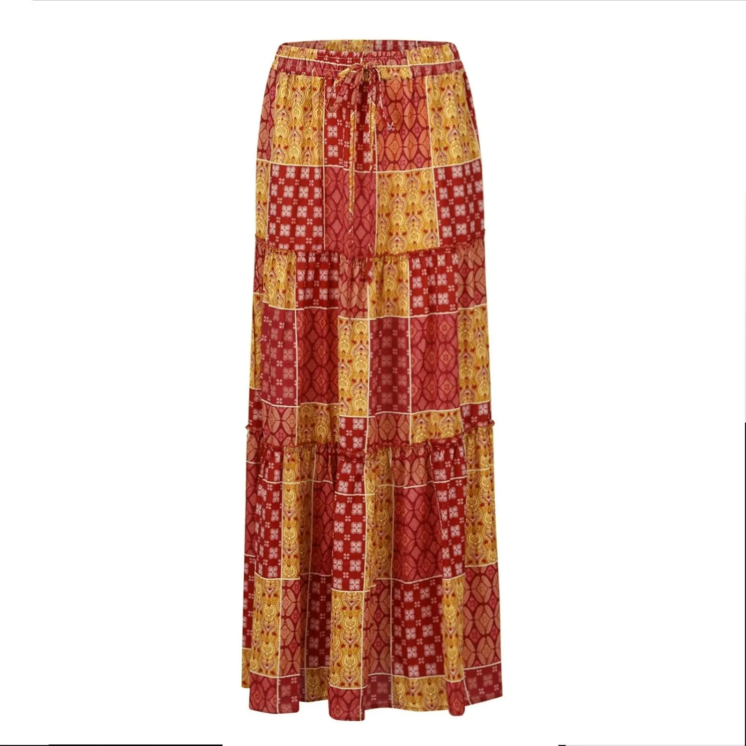 Long Skirts,Trendy Flowy Skirts for Women 2025 Elastic High Waisted Pleated Womens Boho Maxi Skirt with Pockets