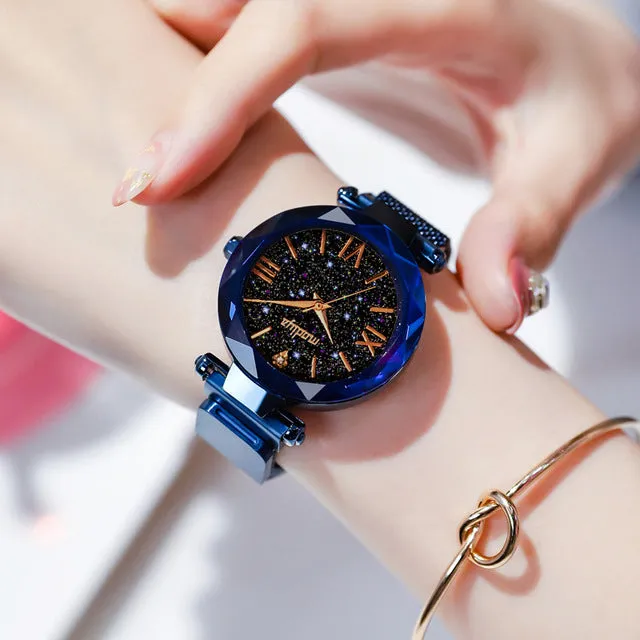 Magnetic Starry Quartz Wrist Watch For Ladies
