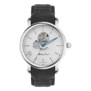 Mathey-Tissot Leather White Dial, Brown Band Automatic Analogue Watch for Men - H7053Ai