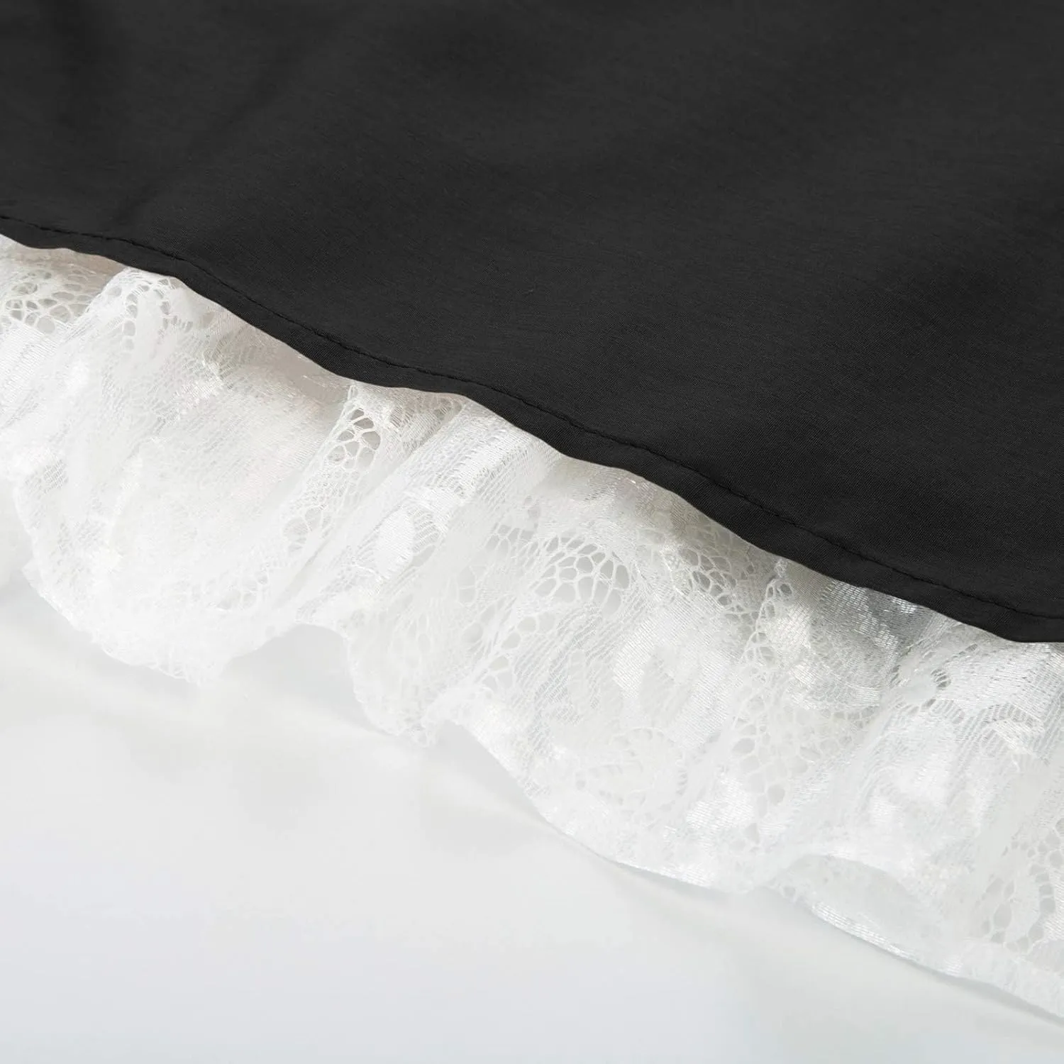 Maxi Long Skirt for Women Vintage Renaissance High Waist Double Layered Skirts Side Ruched Lace Hem Retro Skirt