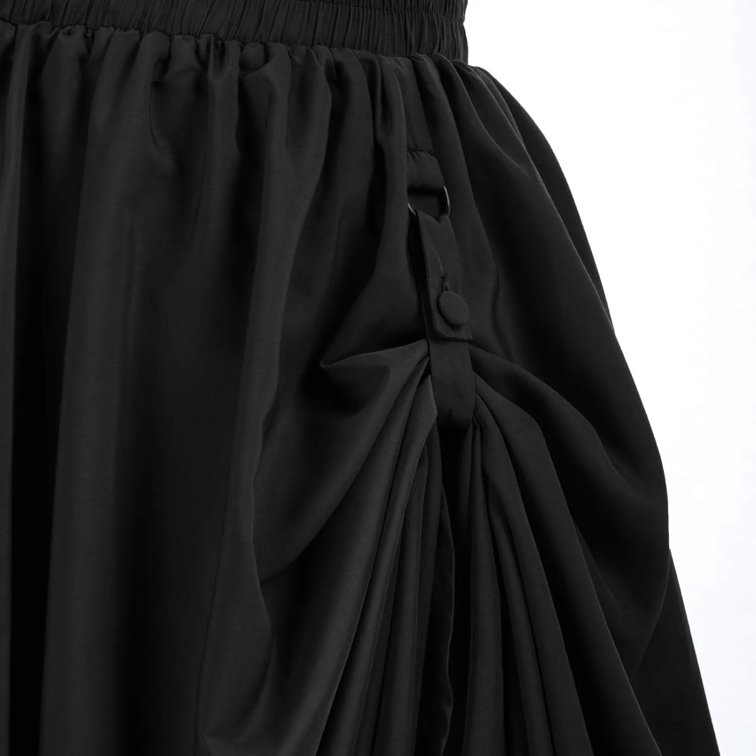 Maxi Long Skirt for Women Vintage Renaissance High Waist Double Layered Skirts Side Ruched Lace Hem Retro Skirt