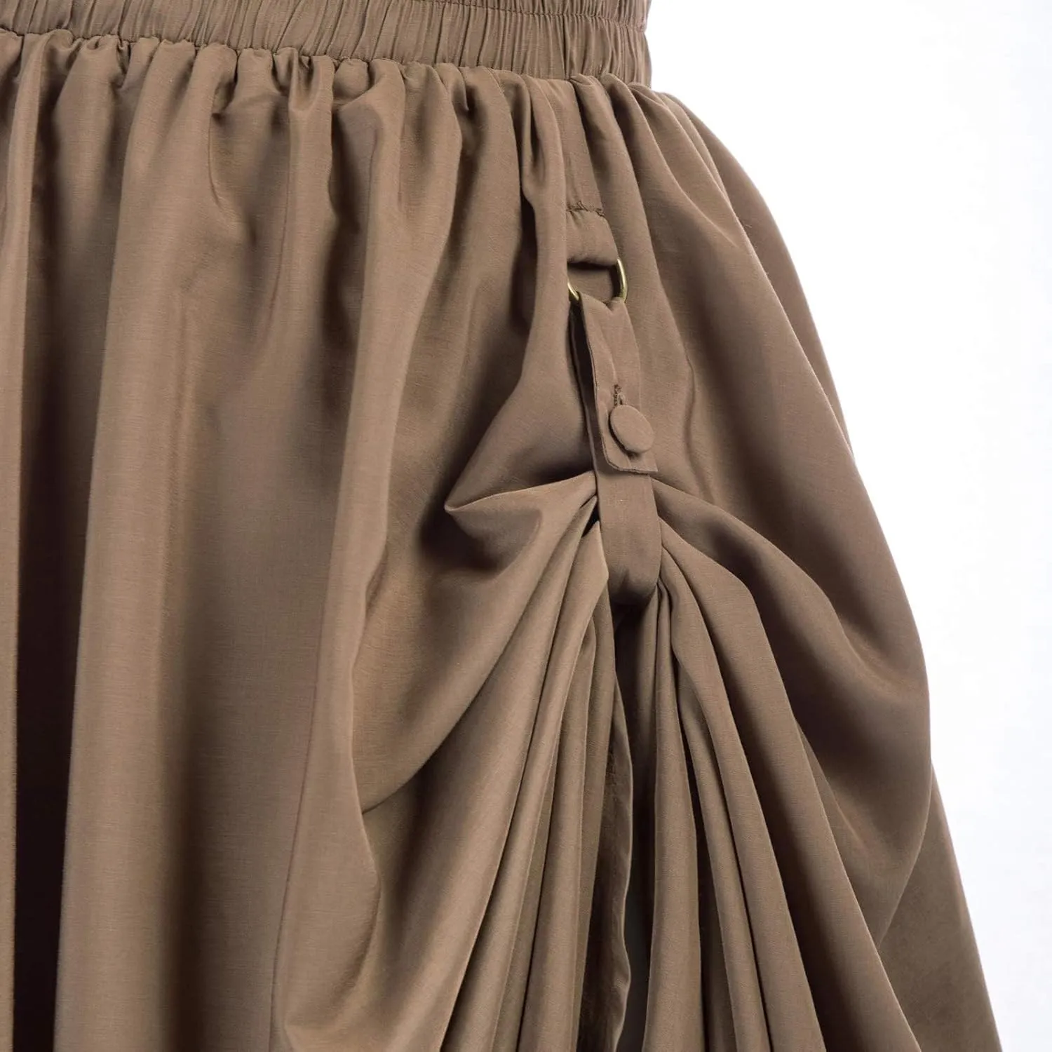 Maxi Long Skirt for Women Vintage Renaissance High Waist Double Layered Skirts Side Ruched Lace Hem Retro Skirt