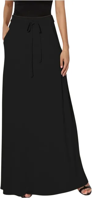 Maxi Skirt for Women 2025 Summer High Waisted Long Flare A-Line Skirt Maxi Dress Casual Long Skirt Ankle Length Skirt