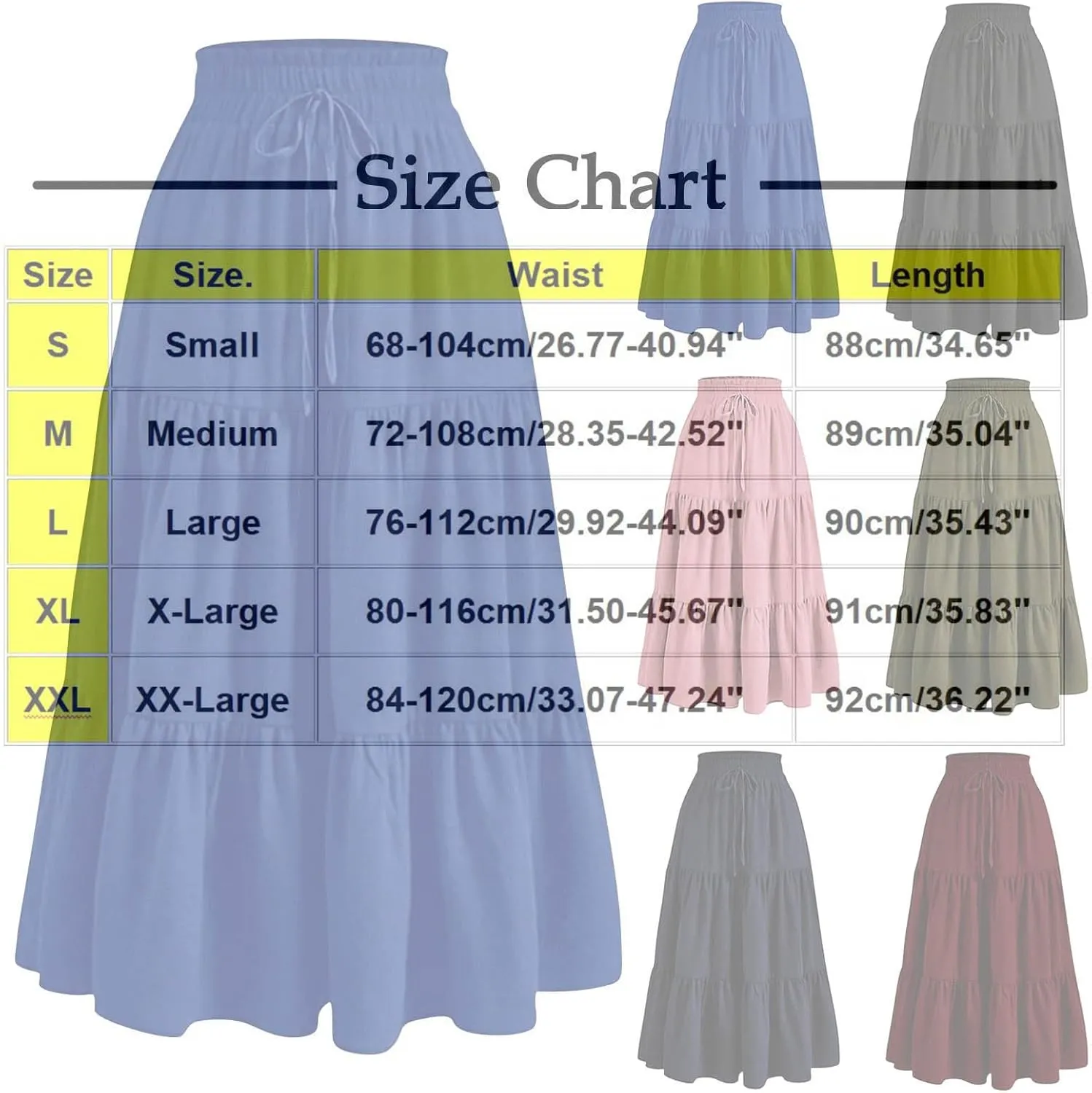 Maxi Skirts for Women Long Tiered A-Line Skirt 2025 Fashion Drawstring High Waist Ankle Length Summer Beach Clothes