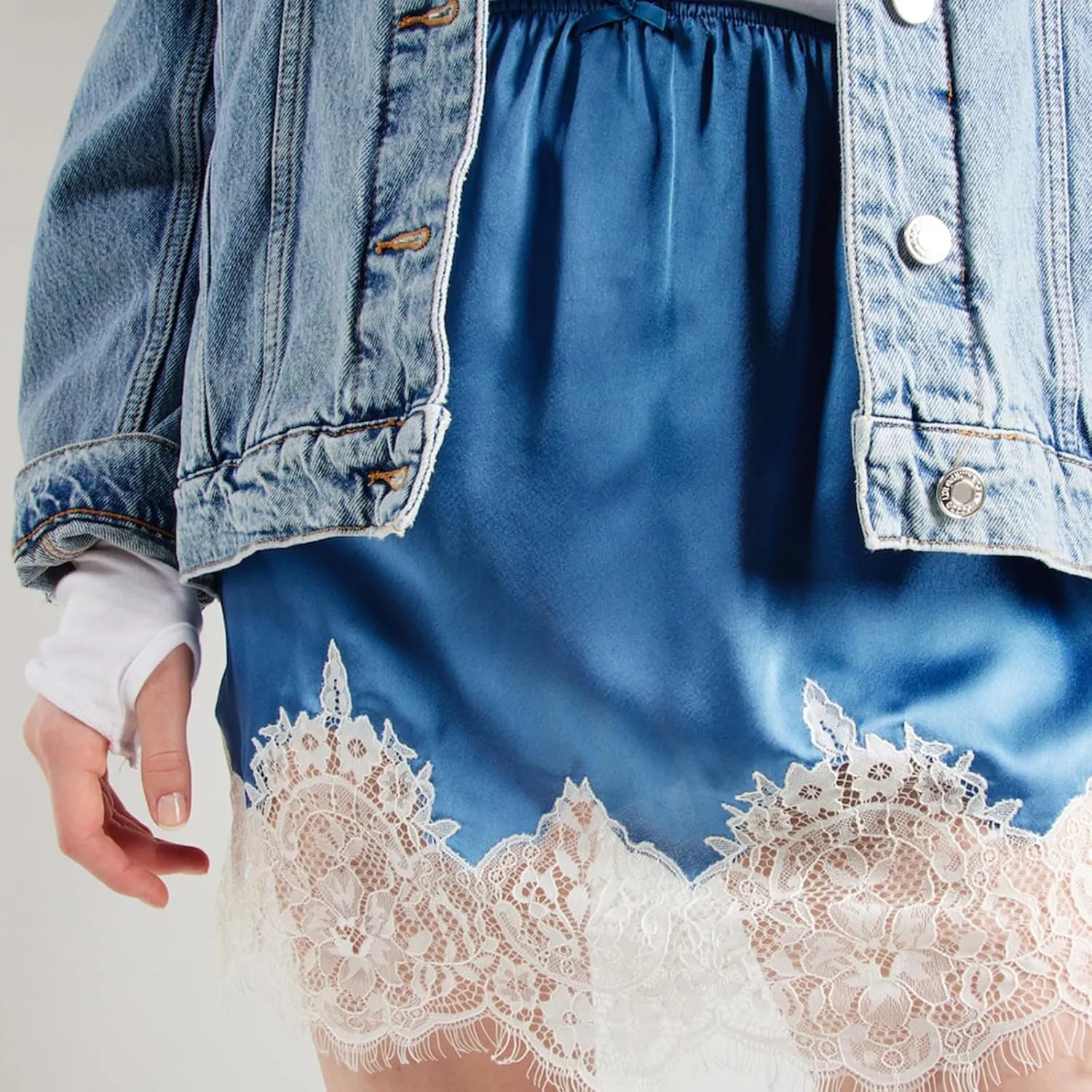 Meiweileya Women Lace Silk Satin Slip Skirt Low Rise Layered Underskirts Ruffle A Line Mini Skirts Y2k High Flowy Underskirt