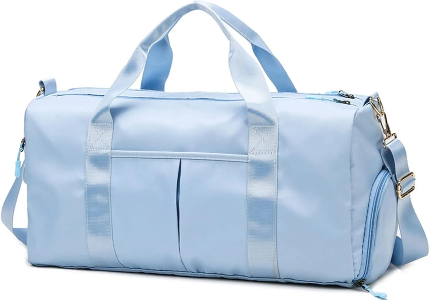 Men's Women's Handbag with Shoe Compartment Waterproof Nylon Outdoor Sports Fitness Yoga Ultra Light Travel Bag (Light Blue)