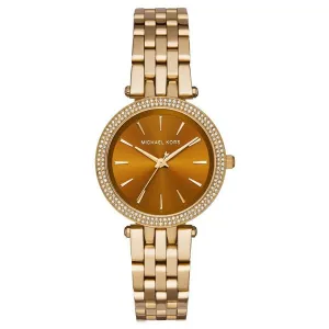 Michael Kors Mini Darci Gold Stainless Steel Brown Dial Quartz Watch for Ladies - MK-3408