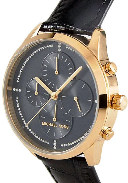 Michael Kors Slater Black Leather Strap Women's Watch MK2686