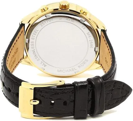 Michael Kors Slater Black Leather Strap Women's Watch MK2686