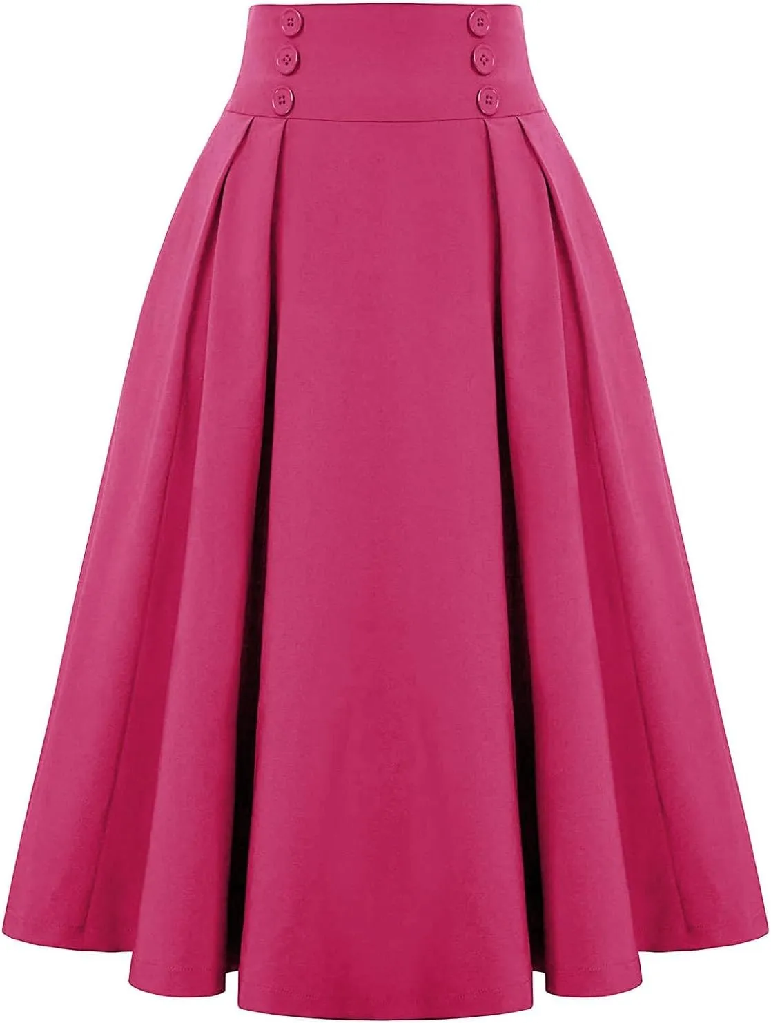 Midi Skirts for Women Trendy Vintage Elastic High Waisted Pleated Skirt Casual A Line Flowy Long Skirt