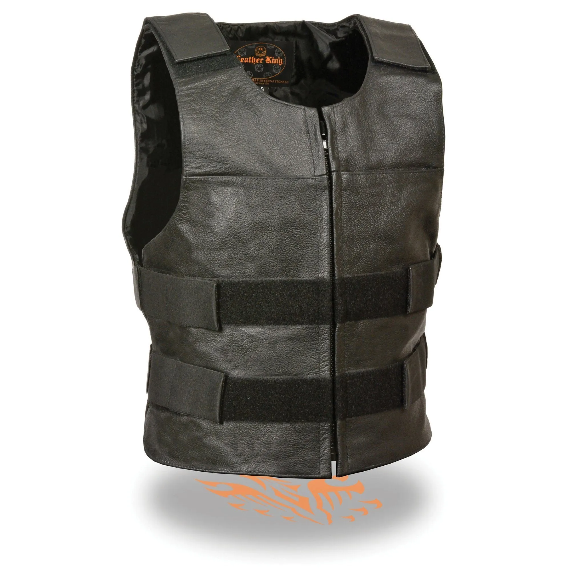 Milwaukee Leather SH1367Z Men's Black Leather Bullet Proof Style Rider Vest- Plain Back Panel for Club Patches