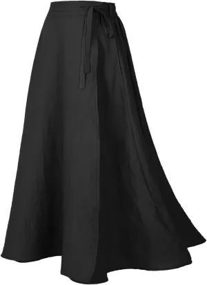 Mingyuezai Womens Wrap Skirt Ankle-Length Vintage Linen Skirts