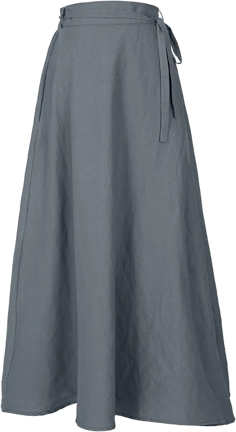 Mingyuezai Womens Wrap Skirt Ankle-Length Vintage Linen Skirts