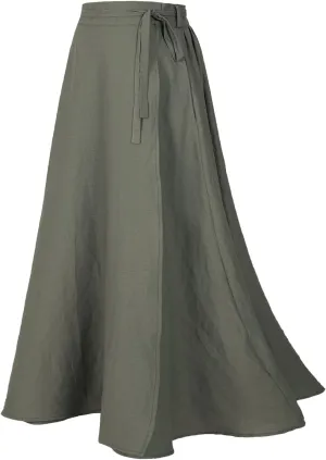 Mingyuezai Womens Wrap Skirt Ankle-Length Vintage Linen Skirts