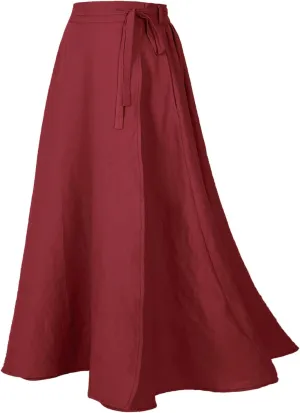 Mingyuezai Womens Wrap Skirt Ankle-Length Vintage Linen Skirts
