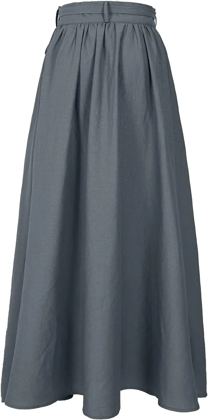 Mingyuezai Womens Wrap Skirt Ankle-Length Vintage Linen Skirts