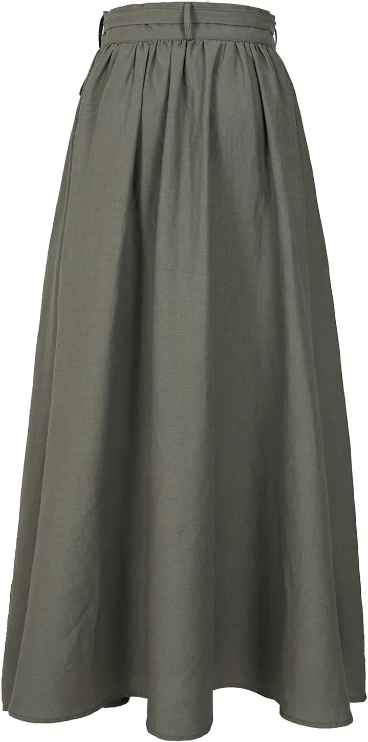 Mingyuezai Womens Wrap Skirt Ankle-Length Vintage Linen Skirts