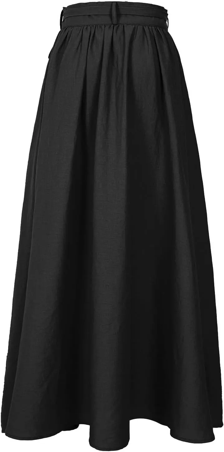 Mingyuezai Womens Wrap Skirt Ankle-Length Vintage Linen Skirts