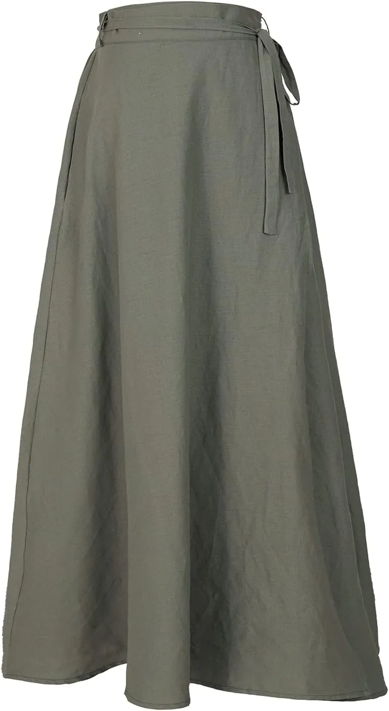 Mingyuezai Womens Wrap Skirt Ankle-Length Vintage Linen Skirts