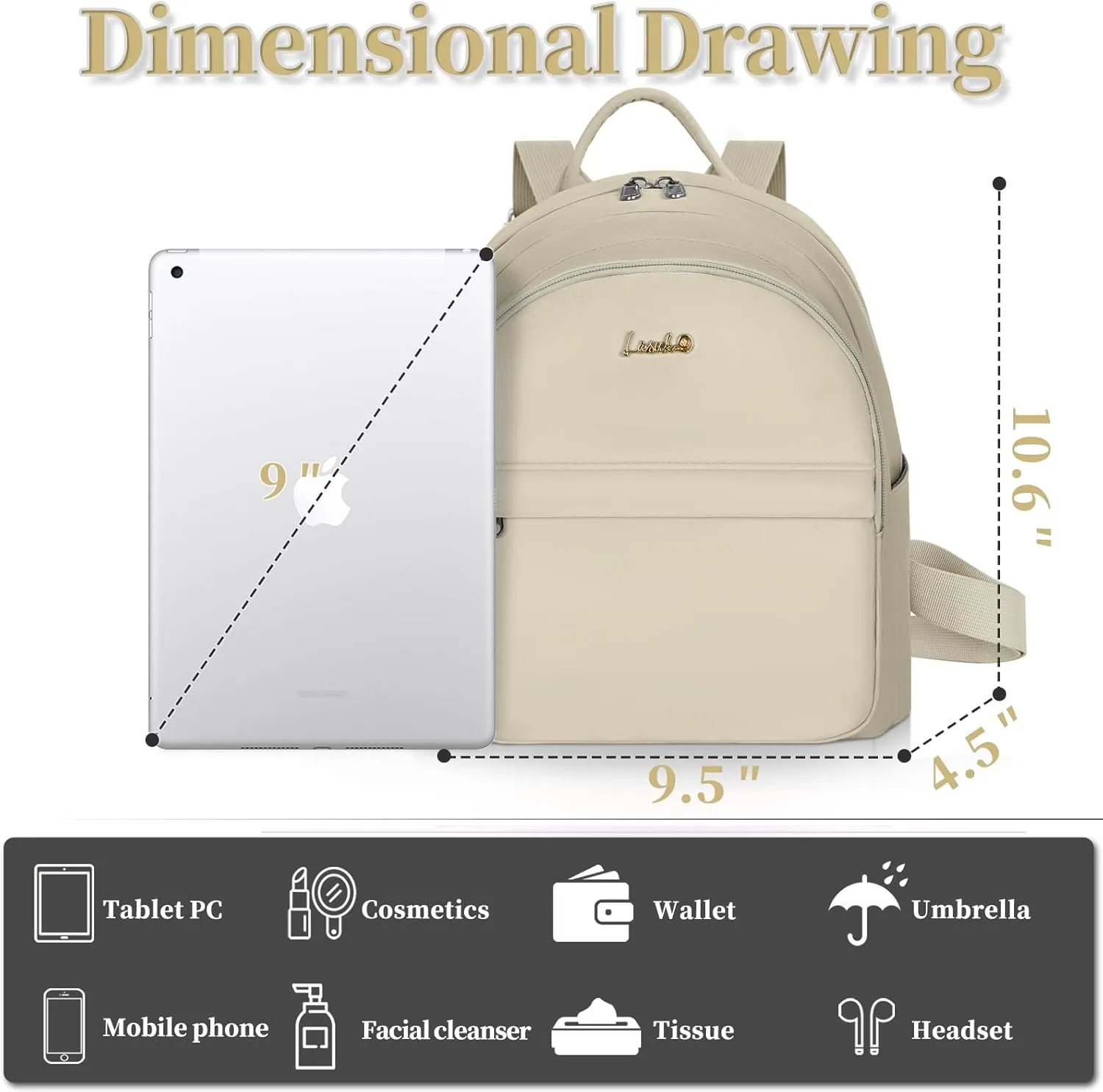 Mini Backpack for Women Teen Girls Fashion Solid Color Light Weight Waterproof Backpack Travel Fashion Purses Daily (Light Beige)