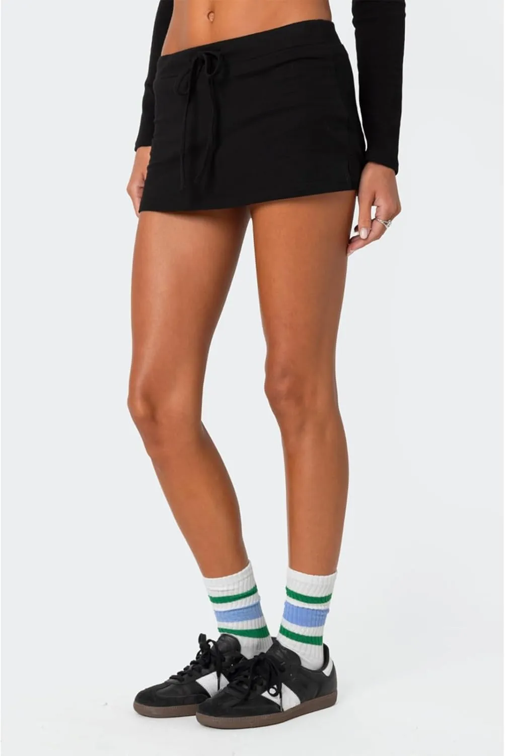 Mini Skorts for Women - Sexy Drawstring Mid Waist Side Split Y2K Bodycon Pencil Mini Skirt with Shorts