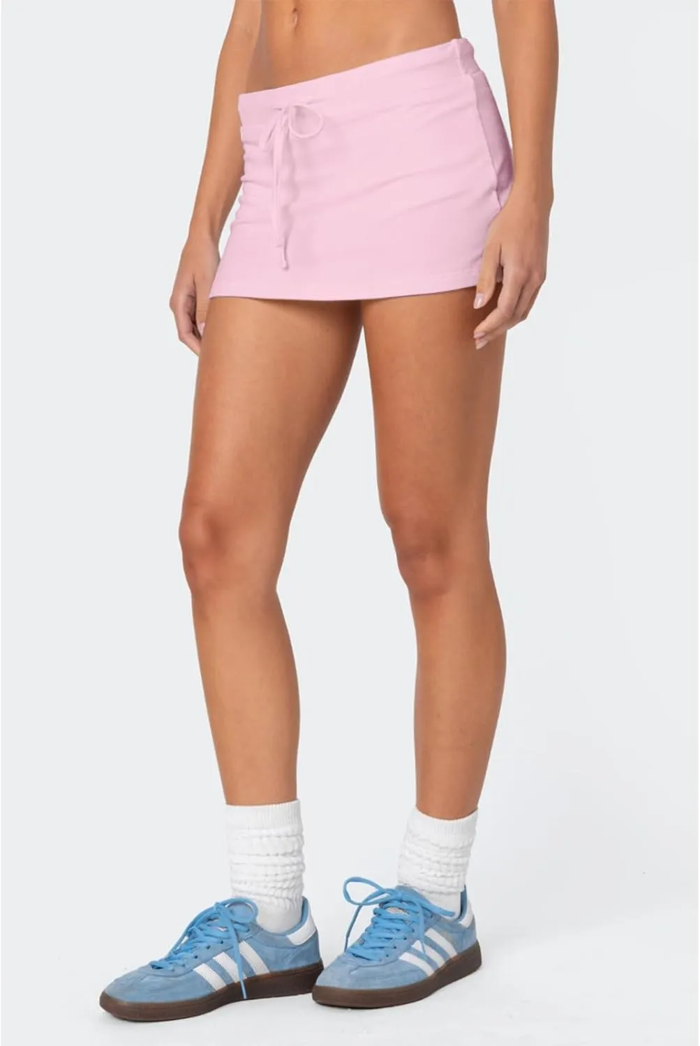 Mini Skorts for Women - Sexy Drawstring Mid Waist Side Split Y2K Bodycon Pencil Mini Skirt with Shorts