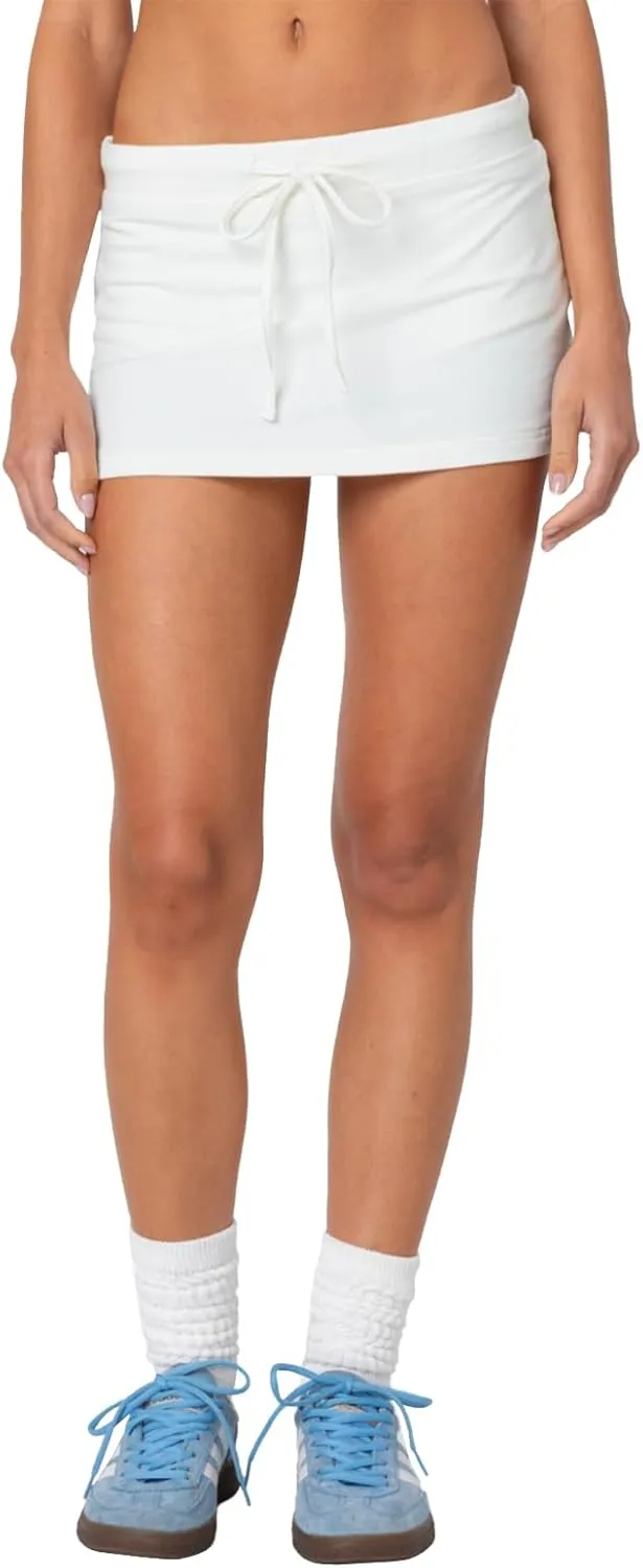 Mini Skorts for Women - Sexy Drawstring Mid Waist Side Split Y2K Bodycon Pencil Mini Skirt with Shorts