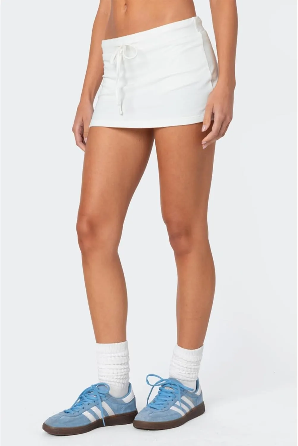 Mini Skorts for Women - Sexy Drawstring Mid Waist Side Split Y2K Bodycon Pencil Mini Skirt with Shorts