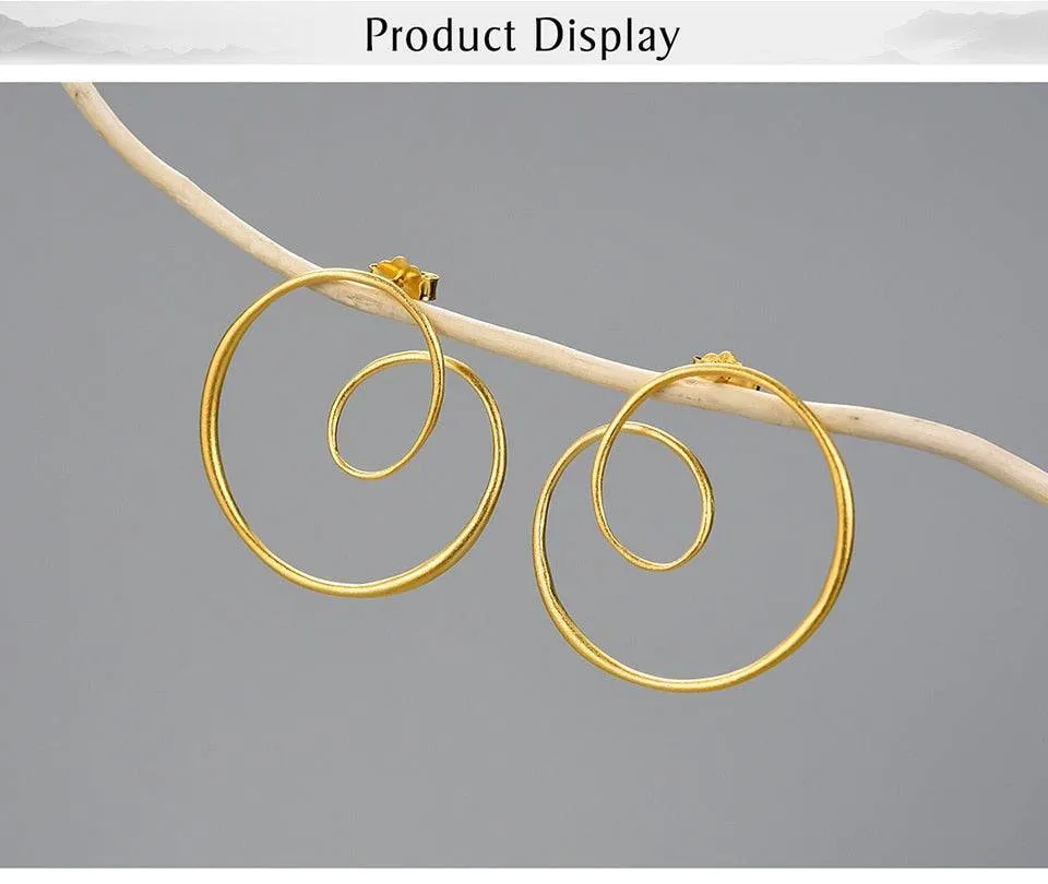 Minimalism Gold Round Spiral Twisted Stud Earrings