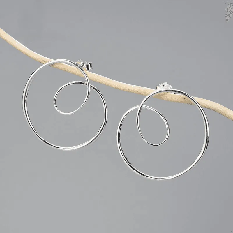 Minimalism Gold Round Spiral Twisted Stud Earrings