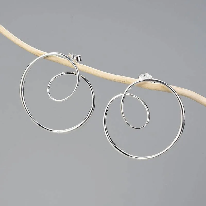 Minimalism Gold Round Spiral Twisted Stud Earrings