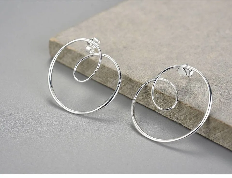 Minimalism Gold Round Spiral Twisted Stud Earrings
