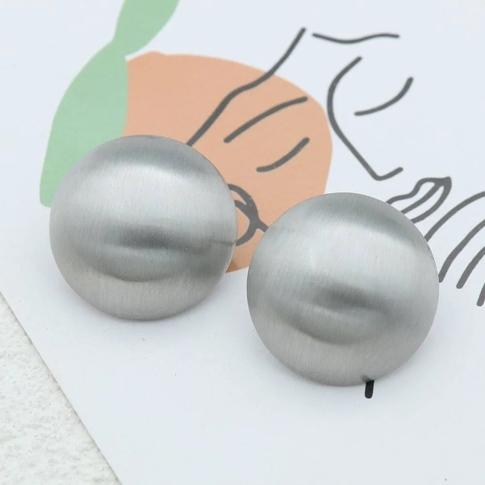 Minimalist Matte Gold Button Stud Earrings