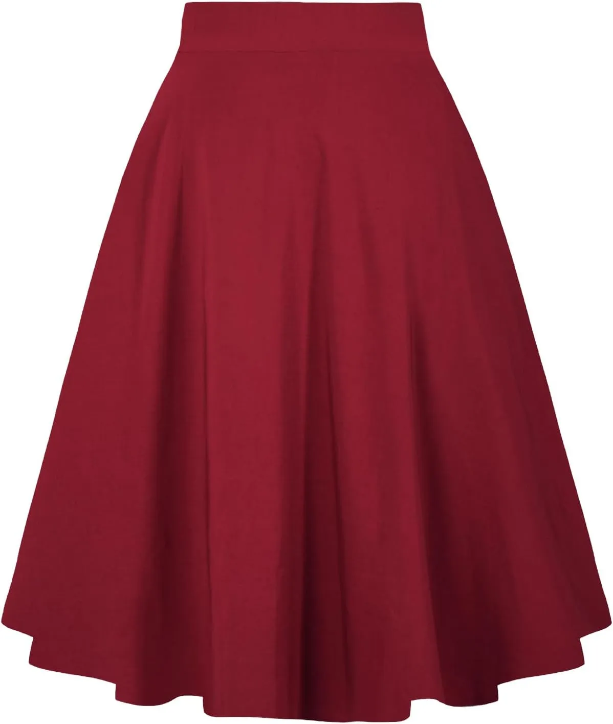 Moon Wood Women's Plus Size Midi Skirt-High Waist A-Line Pockets Flared Skater Skirts