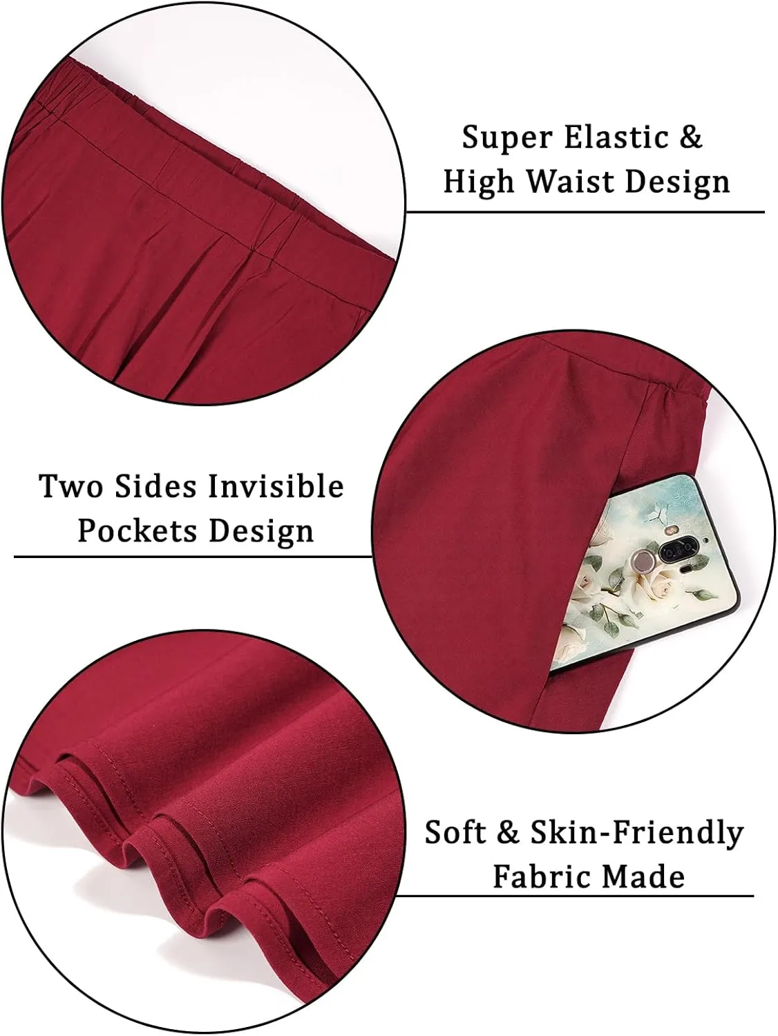 Moon Wood Women's Plus Size Midi Skirt-High Waist A-Line Pockets Flared Skater Skirts