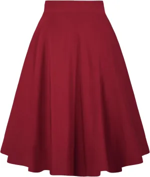 Moon Wood Women's Plus Size Midi Skirt-High Waist A-Line Pockets Flared Skater Skirts