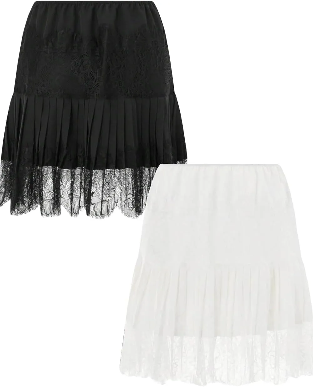 niyokki Women's Y2k Vintage Skirts Lace Slip Skirt Pleated Ruffle Floral Lace Tiered Short Mini Underskirt