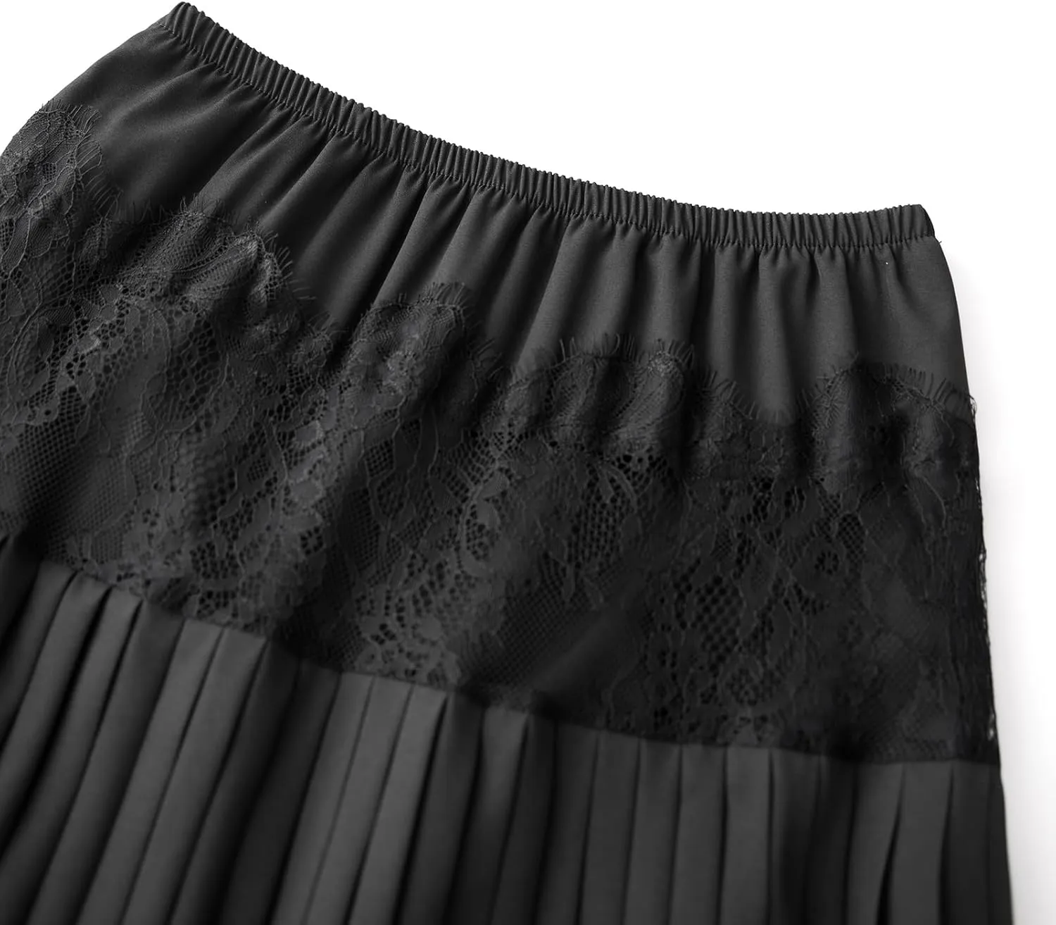 NUFIWI Women Y2k Lace Long Skirts Low Rise Half Slip Skirts Lace Long Underskirts Floral Lace Ruffle Pleated Skirts